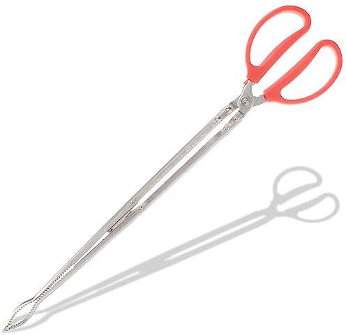 CLISPEED Edelstahl Kaminzange Mit Griff Langlebig Und Praktisch Für Greifen Von Feuerholz Und Müll Geeignet Für Innen Und Außenbereiche Wie Feuerstellen Und Grills