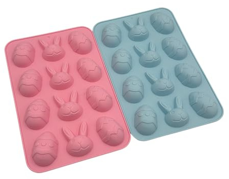 24 Formen aus Silikon für Schokolade, Ostern, Ostereier, Hasenkopf, DIY Schokolade, Süßigkeiten, Gelee, gemischte Farben, 24 Formen