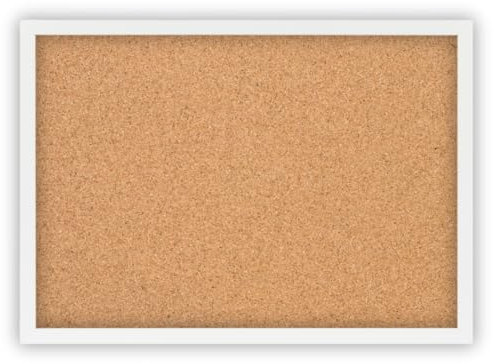 CLAMARO 'Memo' Pinnwand Kork 30 x 20 mit Rahmen | Weiß Matt | Korkwand mit MDF-Holz Bilderrahmen und Metall Aufhängern (Qerformat & Hochformat) | Inkl. 10 Reißzwecken
