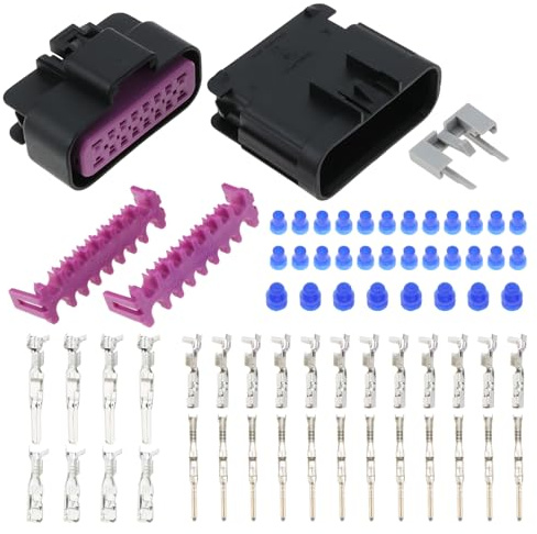 ECSiNG 1 Kit de Connecteur Mâle Femelle 16 Broches GT150 GT280 15326269 12191819 15366060 Fiche électrique étanche 16 Voies avec Bornes Scellées
