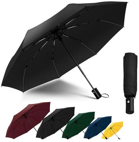 Regenschirm Sturmfest Automatik Regenschirm Groß mit 8 Rippen 106 cm/117cm Reise Windsicher Schirm Wasserdicht Umbrella Faltbar Kompakte Taschenschirm für Herren und Damen