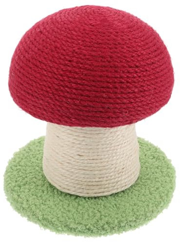 COLLBATH Griffoir pour Chat Forme De Champignon Rouge avec Poteau Vertical Sisal Jouet Interactif Multifonctionnel pour Protège Vos Meubles Et Favorise des Habitudes De Grattage