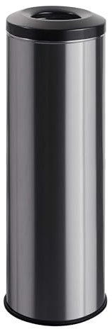 SPRINTIS Gastro Mülleimer 30L, Edelstahl, matt, silber, selbstlöschender Papierkorb feuerfest und robust, runder Stahl-Abfalleimer für Innenräume