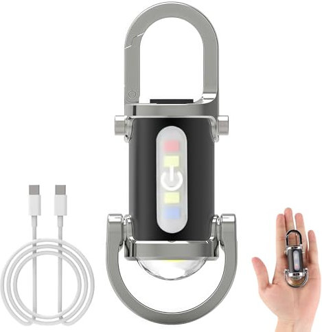 Indrnif Mini Taschenlampe Schlüsselanhänger 1200LM, LED Taschenlampe Schlüsselanhänger Type-C Aufladbar, 3 Modi LED Licht Mit Kleine SchlüSselanhänger Wasserdicht für Outdoor Notstrom, Camping
