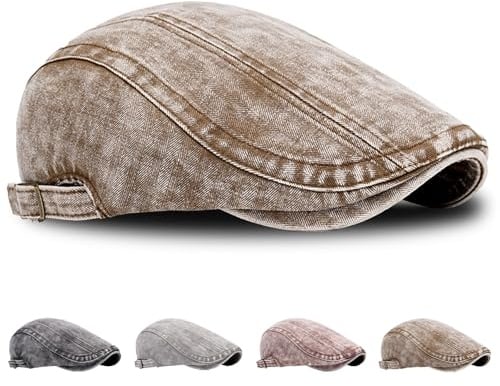 LUKlUP 1 Stück Herren Sommer Schiebermütze aus Baumwolle, Klassischer Retro Design, Rockabilly Baskenmütze Schirmmütze Flatcap für Alltag Outdoor Tragen