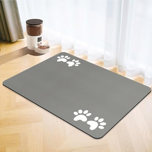 Tappetini di Alimentazione per Animali Domestici,Tappetino per Cibo per Gatti Cani,Asciugatura Rapida Antiscivolo Tappetino Sotto Ciotola Cani Assorbente (Grigio, 40x60cm)