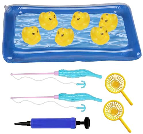 Swimming Pool Fishing Game | Bath Fishing Game | Inflatable Pond with Floating Ducks for Beach Birthday Christmas Gift