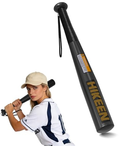 BOOSTEADY Batte de Baseball en Acier Robuste avec Poignée Antidérapante et Bracelet en Paracorde, Longueur Pratique de 43 cm, Compacte et Portable - Noir