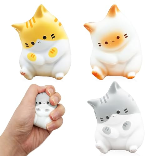 Katze Quetschspielzeug - 3 Stück Katze Squishy | Niedliche Katze Antistressball,Squishy Squeeze Spielzeug,Stressspielzeug Kawaii Katze,Katze Fidget Toy