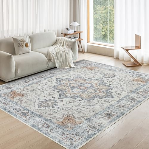 CHOSHOME Waschbarer Kurzflor Teppich Wohnzimmer - 200x290CM Taupe-braun | Fußbodenheizung Geeignet, Rutschfeste Boho Groß Teppiche Für Esszimmer Schlafzimmer Büro, Weich Maschinenwaschbar Rugs