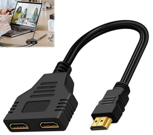 Ebksqs HDM Splitter 1 Auf 2 Ausgang, 1080P, 30cm, Dual-Monitor Verteiler Adapter (HDM Stecker Männlich Auf 2X Weiblich), Für Projektor, HDTV, LED, Gaming-Konsolen – Gleichzeitige Anzeige Auf Zwei Bi