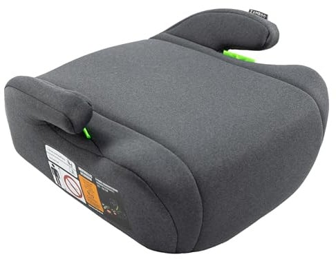 Zamboo Auto Sitzerhöhung i-Size 125–150 cm - Grau | Stabile gepolsterte Reise-Sitzerhöhung mit 3-Punkt-Gurt-Befestigung, ECE R129/04 geprüft, abnehmbarer waschbarer Bezug