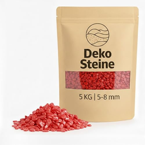 Deko-Granulat rot als farbige Streudeko - 5 kg kleine Deko-Steine Ø 5-8 mm für Gläser, Vasen