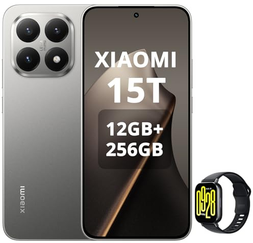 XIAOMI 15T, Smartphone 12+256GB, Display da 6,83 120Hz, MediaTek Dimensity 8400-Ultra, Obiettivo ottico Leica Summilux 50MP, 5500mAh, Garanzia 2 anni,incluso Smart Watch,Grigio