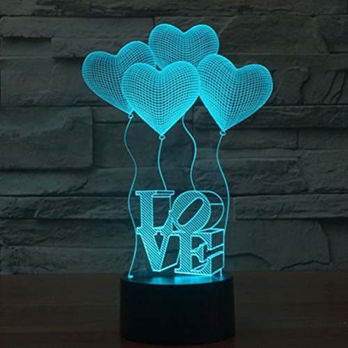 LEDMOMO 3D Lampe Nachtlicht Stimmungslicht Tischlampen Deko Herzen