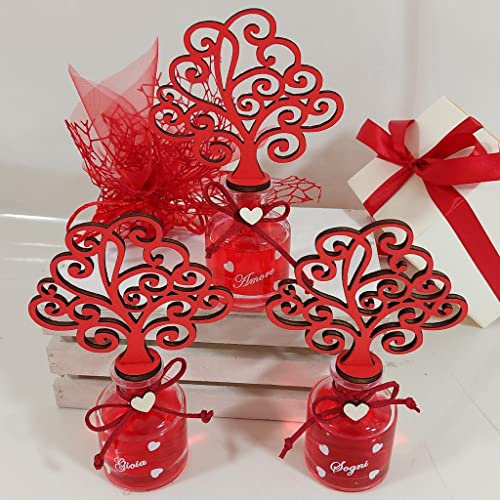 Sindy Bomboniere Profumatore con Scritte e Cuori Sogni Gioia Amore Ideali per cresima Albero della Vita 3 Pezzi (Kit per Il confezionamento)