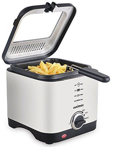 Cusimax 1.5L Electric Fryer, 900W, Stainless Steel Deep Fat Fryer with Non-Stick Coating, Temperature Control, Viewing Window, Food Chips DIY, CMDF-900S