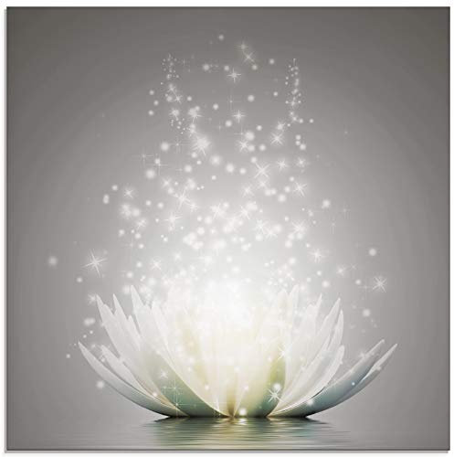 ARTland Wanddeko Glasbilder Wandbild Glas Bild einteilig Quadratisch Blumen Lotusblume Blüte Natur Seerose Abstrakt Kunst S7FD