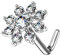 Piercingfaktor Piercing Stab Barbell Nase Nasenpiercing Nasenstecker Tragus Helix Ohr gebogen Blume mit Strass Kristall Silber