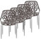 Makika Retro Stuhl Design Stuhl Esszimmerstühle Bürostuhl Wohnzimmerstühle Lounge Küchenstuhl Sitzgruppe 4er Set aus Kunststoff mit Rückenlehne CALUNA in Grau