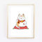 Din A4 Kunstdruck ungerahmt - Süße Japanische Glückskatze - Maneki Neko - Katze Reichtum Glück - Geschenk Druck Poster Bild
