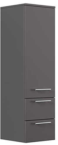 emotion Hochschrank 120 cm anthrazit seidenglanz mit Glaseinlagen