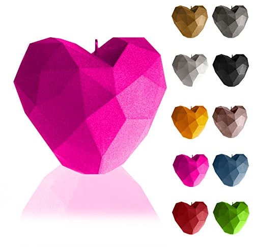 Candellana Heart Low-Poly Kerze - Kerze für Valentinstag -Valentinstag Kerzen - Geschenkidee - Kerze Herz - Romantische Deko - Liebes Kerzen - Handgemachtes Geschenk, Dunkelrosa