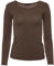 Easy Young Fashion - Damen Basic Rundhals Shirt - Langarm Unterziehshirt - Skinny Fit 1093 - Dunkelbraun L