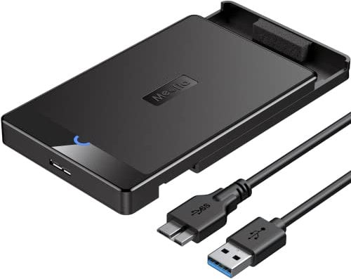 Meofia Case Hard Disk 2.5 Pollici, USB 3.0 a SATA con UASP Custodia Disco Rigido Esterno per 7mm e 9,5 mm, SATA I II III, HDD, SSD (con Cavo)