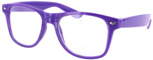 Alsino Nerd Brille ohne Stärke Karneval Fasching Sonnenbrille Schwarz Hornbrille für Kostüm Accessoires Modebrille (klar), (lila)