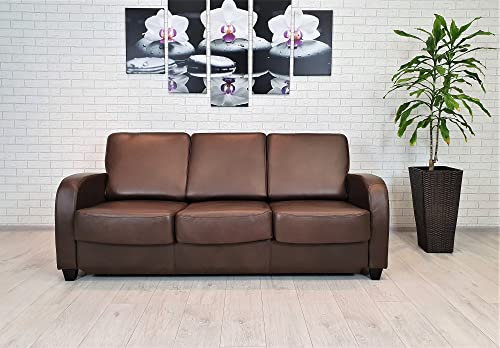Quattro Meble 3 Sitzer Echtleder Sofa LISBONA FS Breite 190cm Ledersofa Echt Leder Couch Leder Granada Chocolate