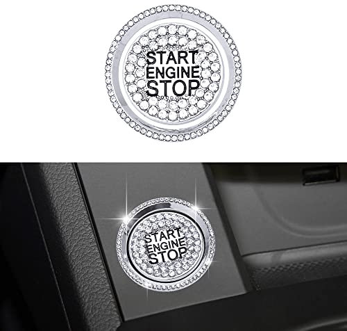 VDARK Bling Motor Start Stop Button Cover Aufkleber für Audi Zubehör A4 A5 A6 A7 A8 Q5 Autozubehör Glitzer Metall Aufkleber 2 Stück Silber