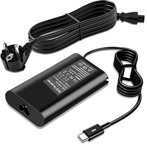 90W USB C Chargeur Compatible avec Dell Latitude 11 12 13 5175 5285 5289 7275 7285 7370 5280 5480 7280 7480 7380 5400 7400 7300 7390 7200 2en1 XPS 12 9370 9365 LA90PM170 Adaptateur Cordon