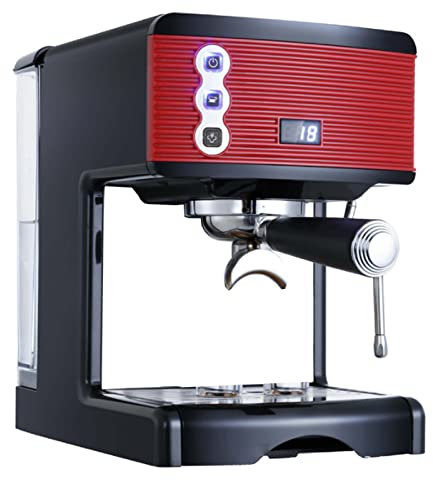 Espresso Coffee Machines Double Cup 2-in-1 Coffee Maker Drip Coffee Machine with Milk Frother Compact Coffee Brewer Multiple Functions for Moka/Cappuccino/Tea for Home & Office,Red