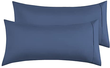 Kissenbezug 50x90 cm 2er Set - Kopfkissenbezug Mikrofaser Premium Superweicher - Kissenhülle 50x90 cm - Dunkelblau
