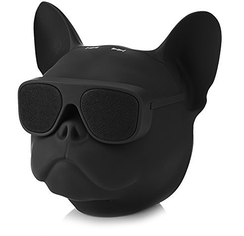 Haut-Parleur Portable, Haut-Parleur Bulldog avec Son Stéréo en Forme de Chien, Haut-Parleur Bluetooth sans Fil avec Commande Vocale, Grande Mémoire de 32 Go pour la Maison et la Fête Noir