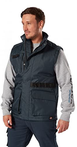 Dickies - Outerwear for Men, Waterproof Utility Bodywarmer, Action Flex Technology, Navy Blue, L