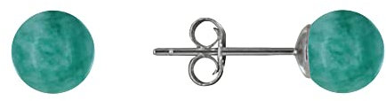 LES POULETTES BIJOUX - Rhodium 925 Silber Ohrringe Nagel und 6mm Rund Amazonit Perlen