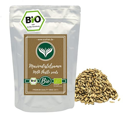 Azafran BIO Mariendistelsamen ganz, Mariendistel Saat Distel Tee, Milchdistel Samen 500 g