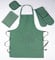 Double Oven Gloves Set with Apron Heat Resistant Oven Mitts for Home Kitchen Baking and Cooking, Butchers Stripe Pot Pan Tray Double Oven Gloves Set (Green)