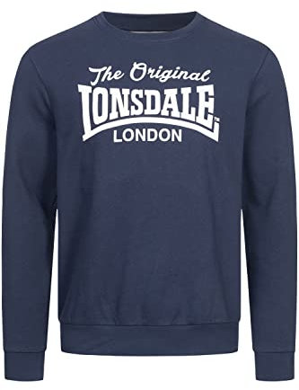 Lonsdale Herren Rundhals Sweatshirt Normale Passform BURGHEAD Navy/White 3XL