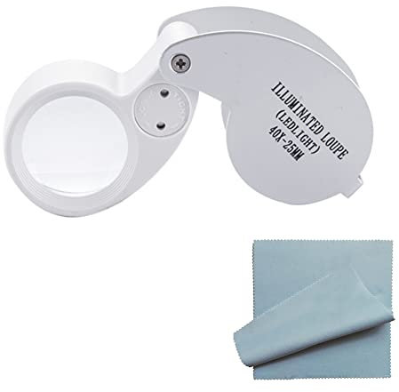Lupe Taschenlupe, Juwelier Lupe, Vergrößerungsglas Für Juweliere, Juwelierlupe, Faltbar Juwelier Uhr Lupe, Jewelers Loupe, Juwelierslupe, Einschlaglupe, Juwilierlupe, Lupe Botanik (40 Fach)
