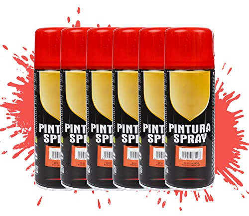 Etrexonline Pintura Spray Multicolor Profesional 400ml Adecuado Metal Madera y Plástico - Color Rojo Salmon (Paquete de 6)