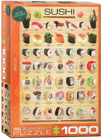 empireposter Sushi Variationen aus Japan - 1000 Teile Puzzle im Format 68x48 cm + Puzzle Alu Rahmen für 1000er