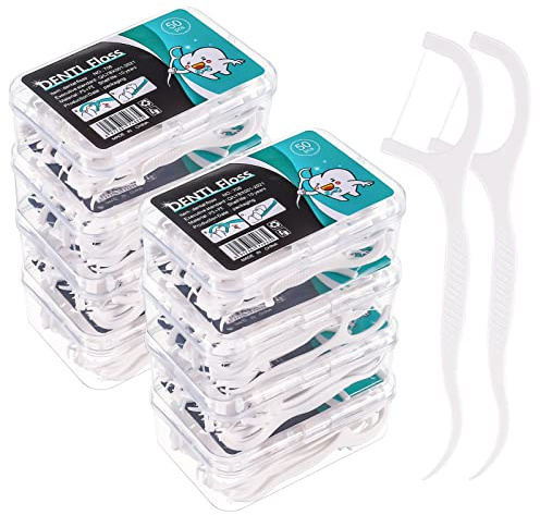 Heyu-Lotus 400 Pcs Dental Floss, Disposable Floss Sticks Dental | Teeth Cleaning Sticks, Toothpick with Portable Cases Interdental Floss Sticks