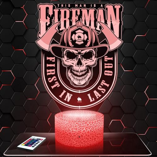 Nachttischlampe Amerikanisches Feuerwehr-Logo Feuerwehr Feuerwehrmann, Geschenkidee Schreibtischlampe Wohnzimmer Weihnachten für Amerikanisches Feuerwehr-Logo Feuerwehrmann-Fans.