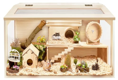 Prolee Hamsterkäfig aus Holz, extra groß, für Mäuse und Ratten, offene Oberseite mit Acrylplatten, solide gebaut, Kleintierkäfig, 61 cm