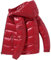 Herren schwere gesteppte glänzende Daunenjacken Performance Hooded Puffer Mäntel, rot, M