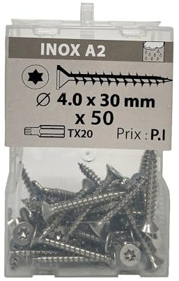 50 vis agglo 4x30mm fraisée Tx inox A2 Viswood