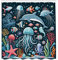 ABAKUHAUS Marin Rideau de Douche, Vie sous-Marine Multicolore avec Coraux Dauphins Poissons Illustration, Material Resistente al Agua Durable Estampa Digital, 175 cm x 200 cm, Bleu Pétrole Foncé